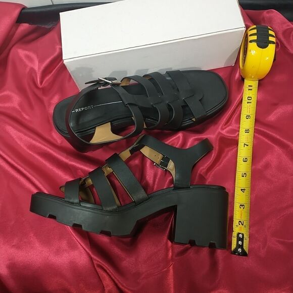 Report Lowry Black leather chunky heel shoes Women’s Size 11 - Picture 6 of 9